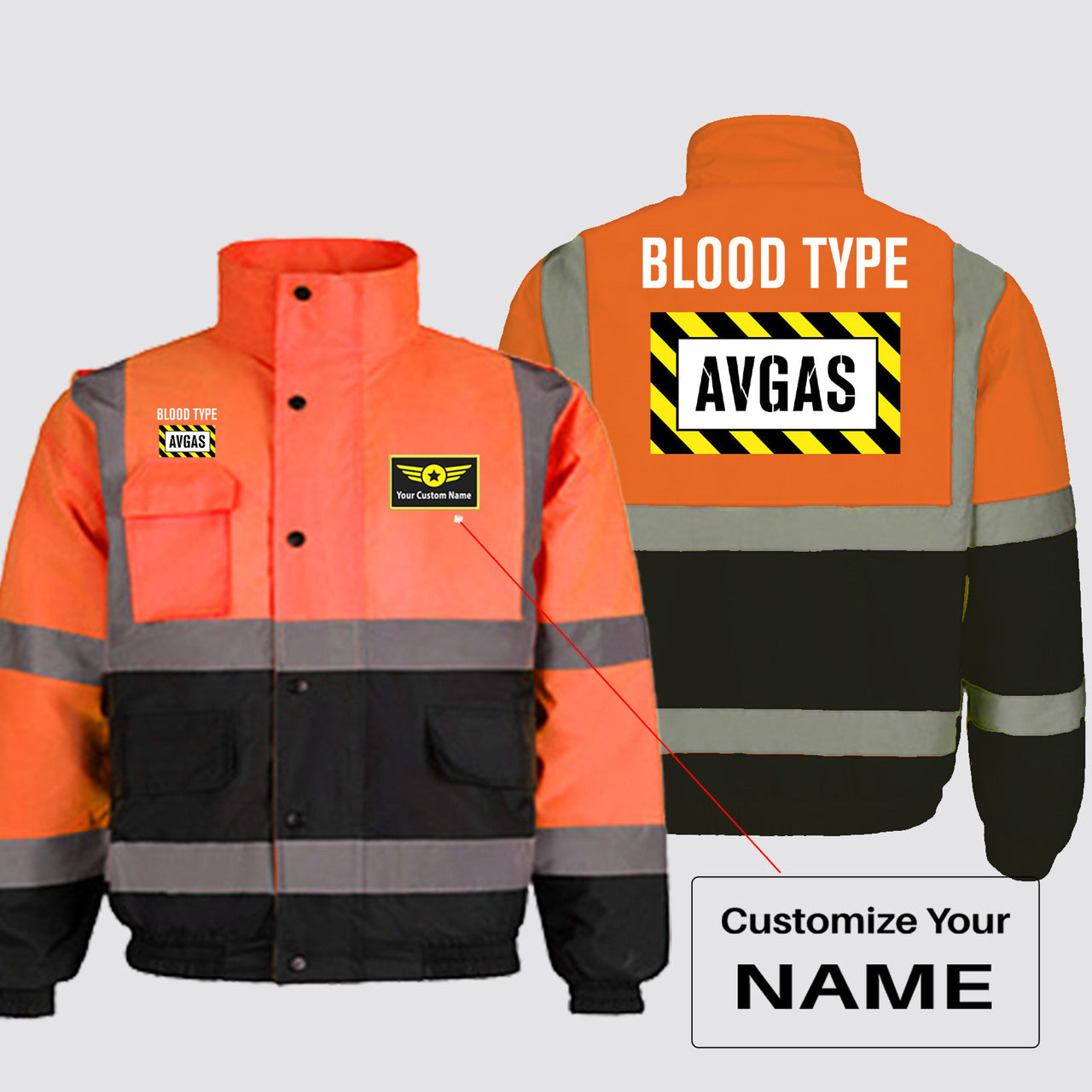 Blood Type AVGAS Designed Reflective Winter Jackets