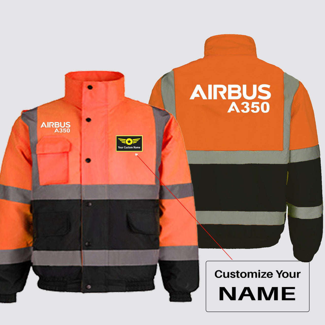 Airbus A350 & Text Designed Reflective Winter Jackets