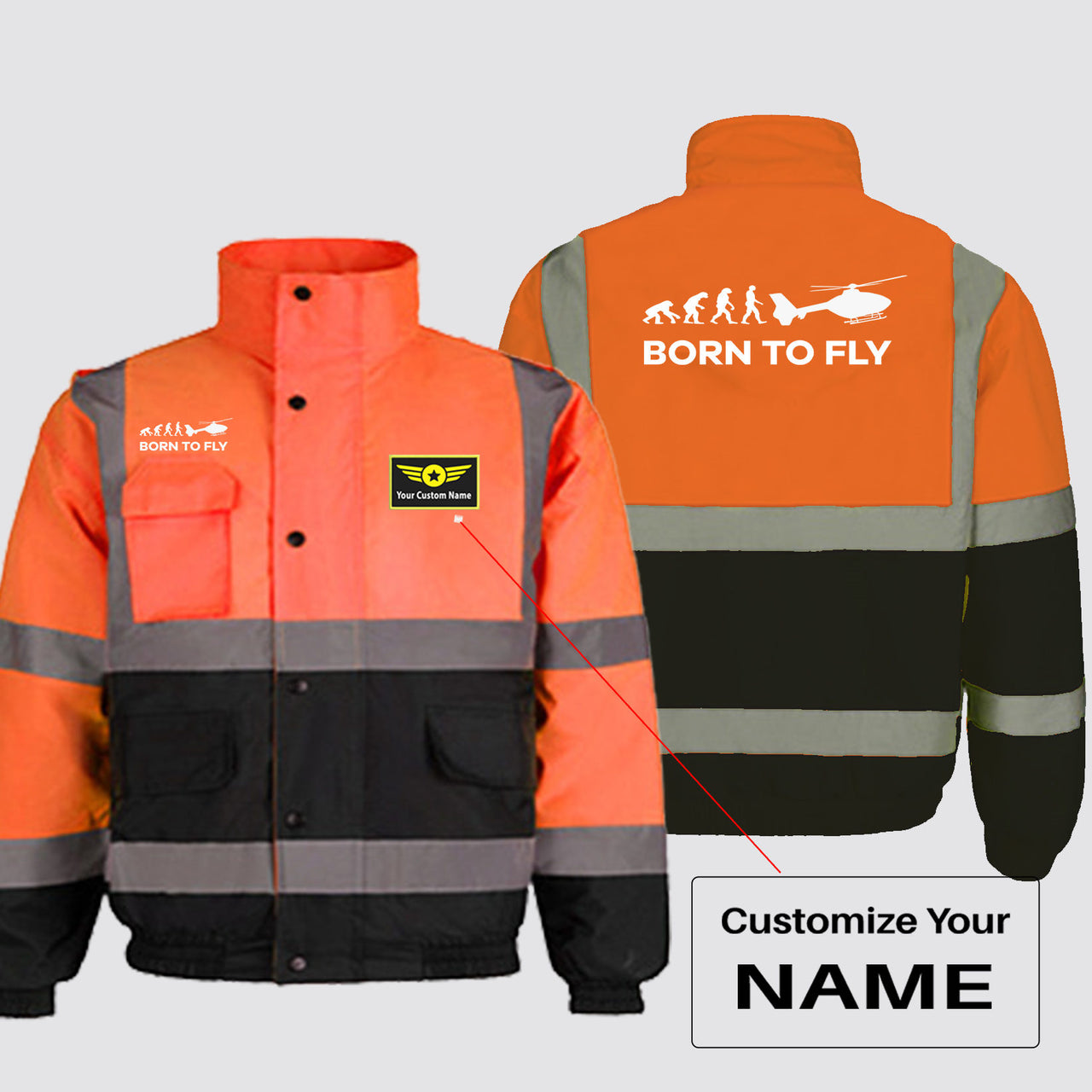 Born To Fly Helicopter Designed Reflective Winter Jackets