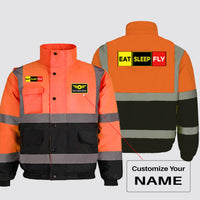 Thumbnail for Eat Sleep Fly (Colourful) Designed Reflective Winter Jackets