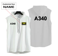 Thumbnail for A340 Flat Text Designed Hooded Tank Tops