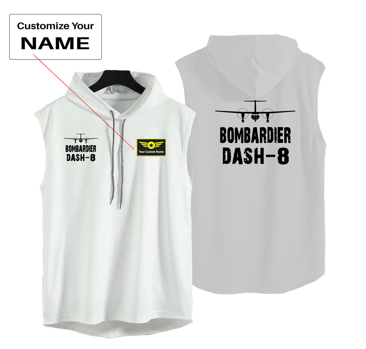 Bombardier Dash-8 & Plane Designed Hooded Tank Tops