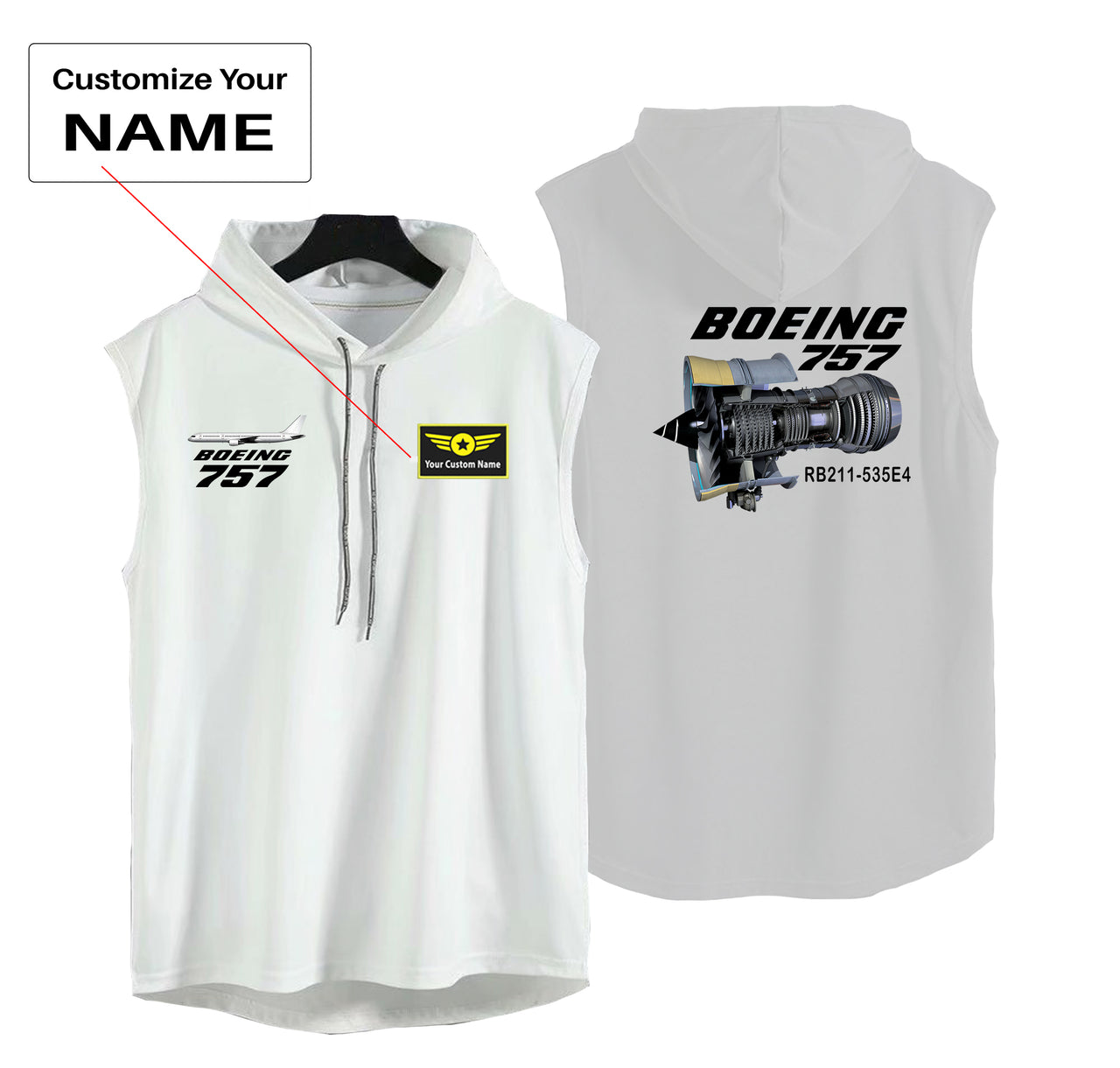 Boeing 757 & Rolls Royce Engine (RB211) Designed Hooded Tank Tops