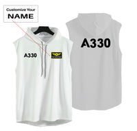 Thumbnail for A330 Flat Text Designed Hooded Tank Tops