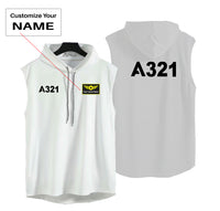 Thumbnail for A321 Flat Text Designed Hooded Tank Tops