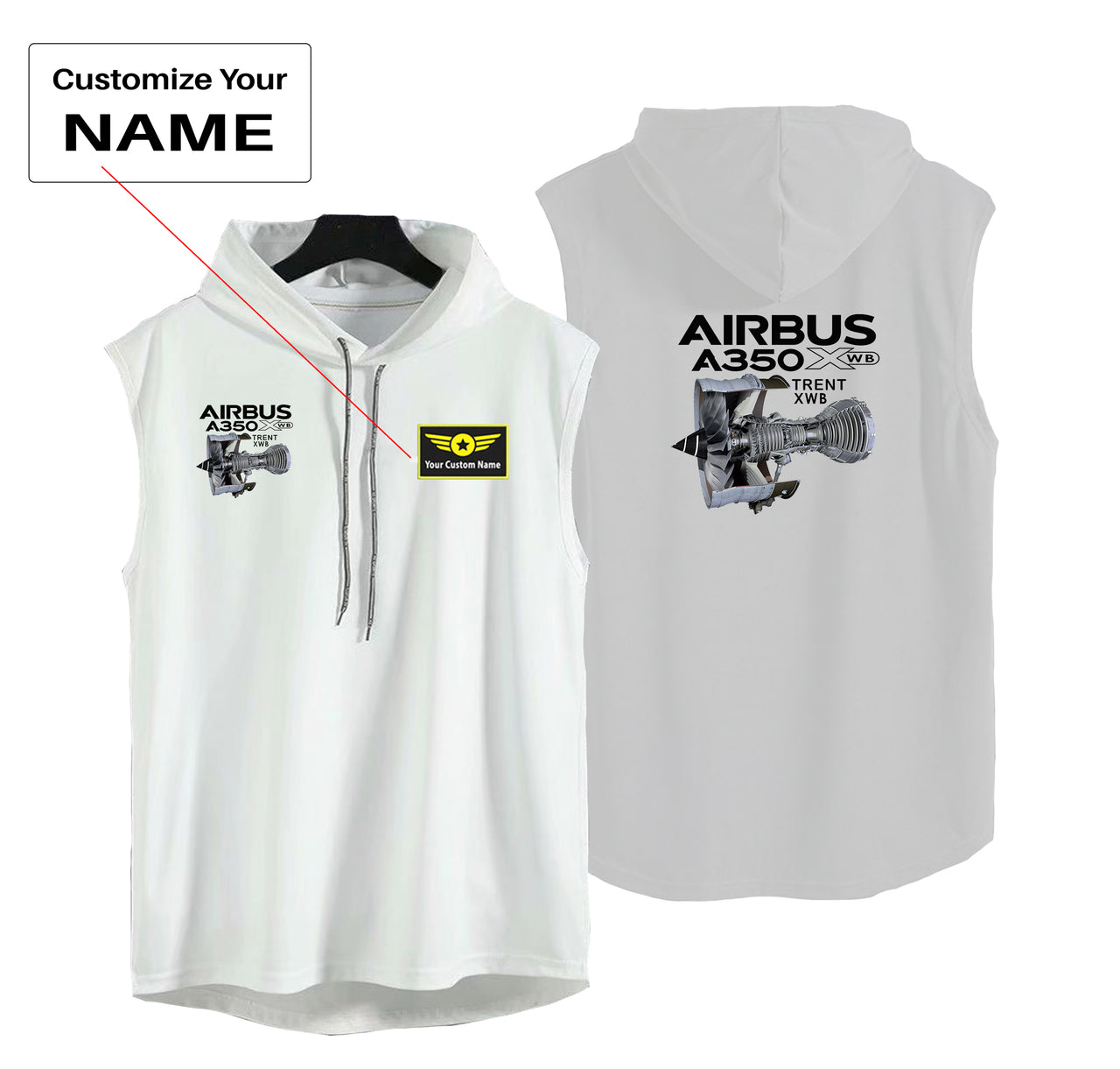 Airbus A350 & Trent Wxb Engine Designed Hooded Tank Tops