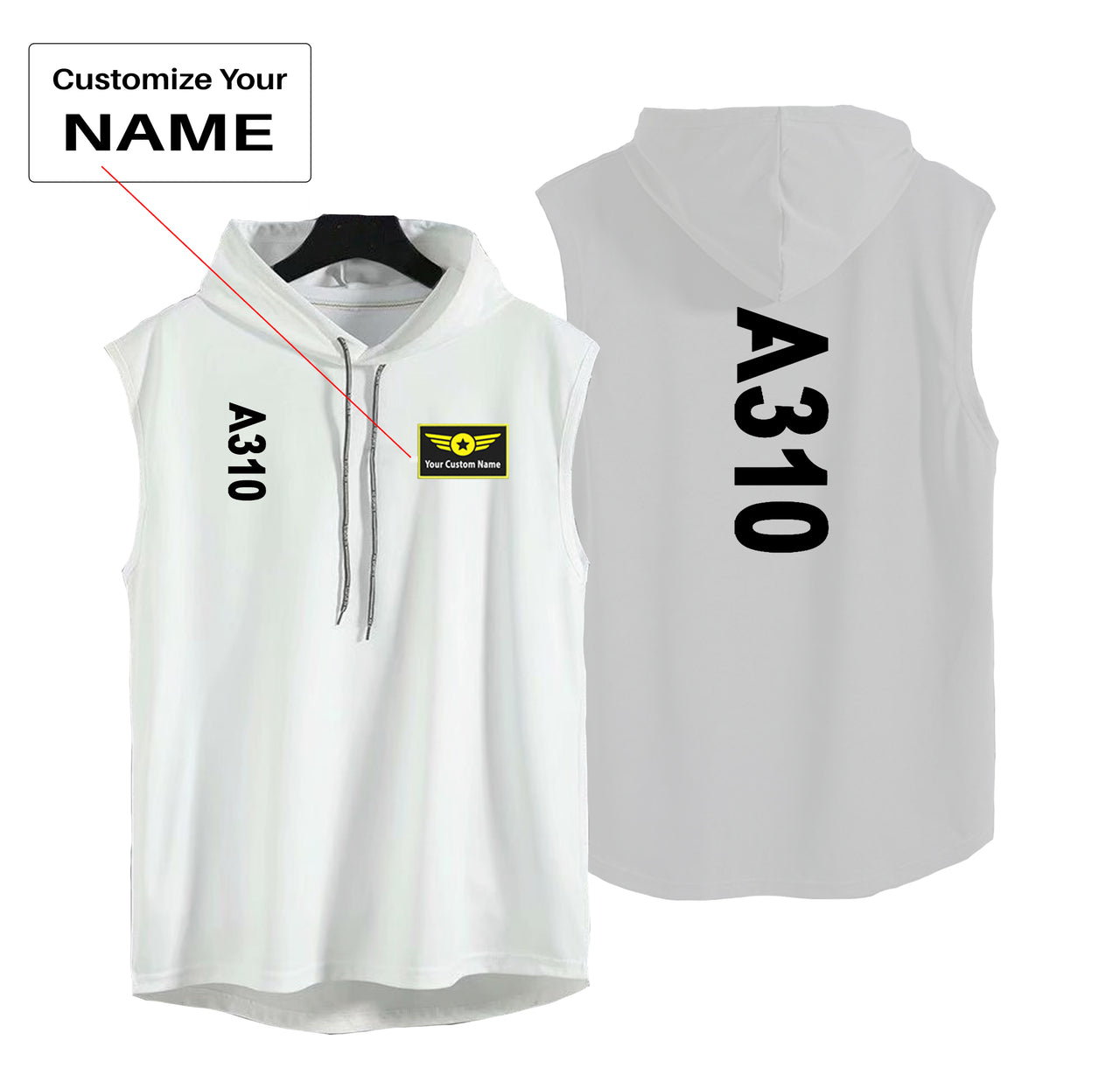 A310 Text Designed Hooded Tank Tops