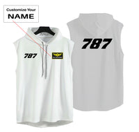 Thumbnail for 787 Flat Text Designed Hooded Tank Tops