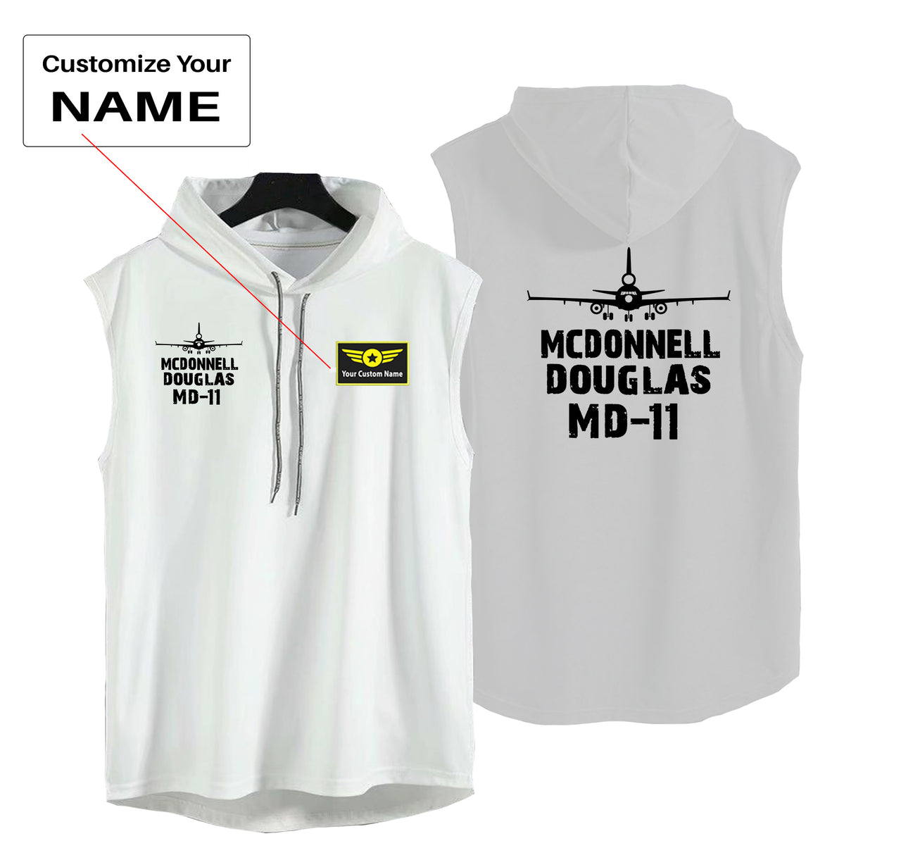 McDonnell Douglas MD-11 & Plane Designed Hooded Tank Tops