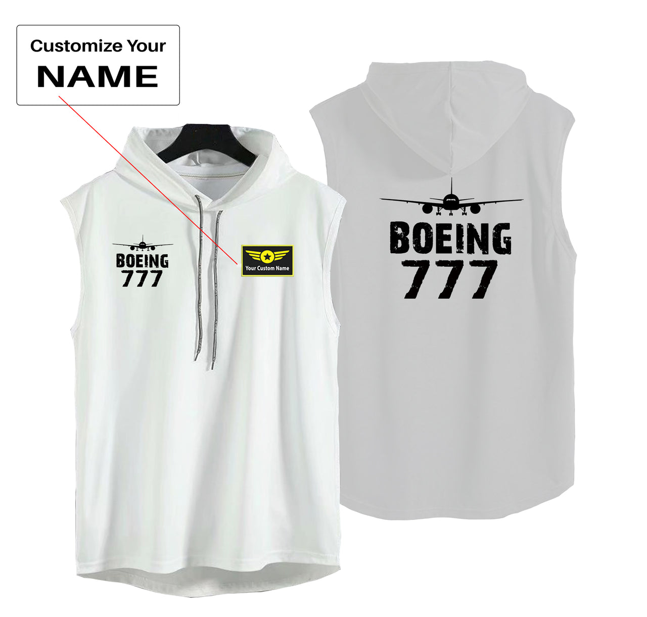 Boeing 777 & Plane Designed Hooded Tank Tops