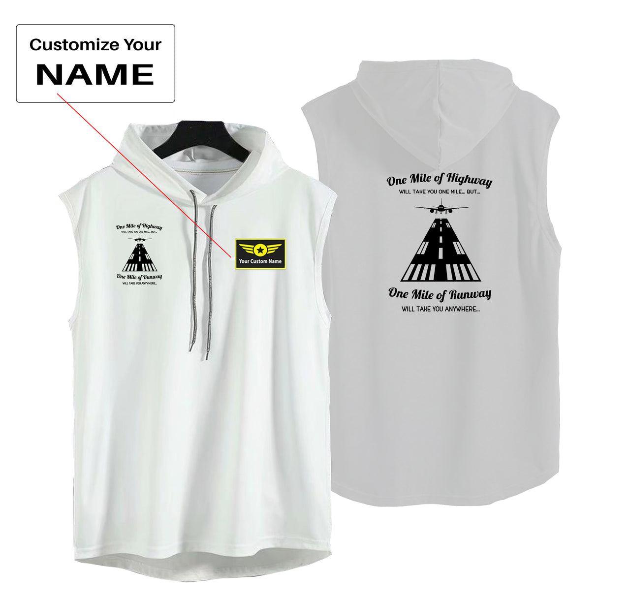 One Mile of Runway Will Take you Anywhere Designed Hooded Tank Tops