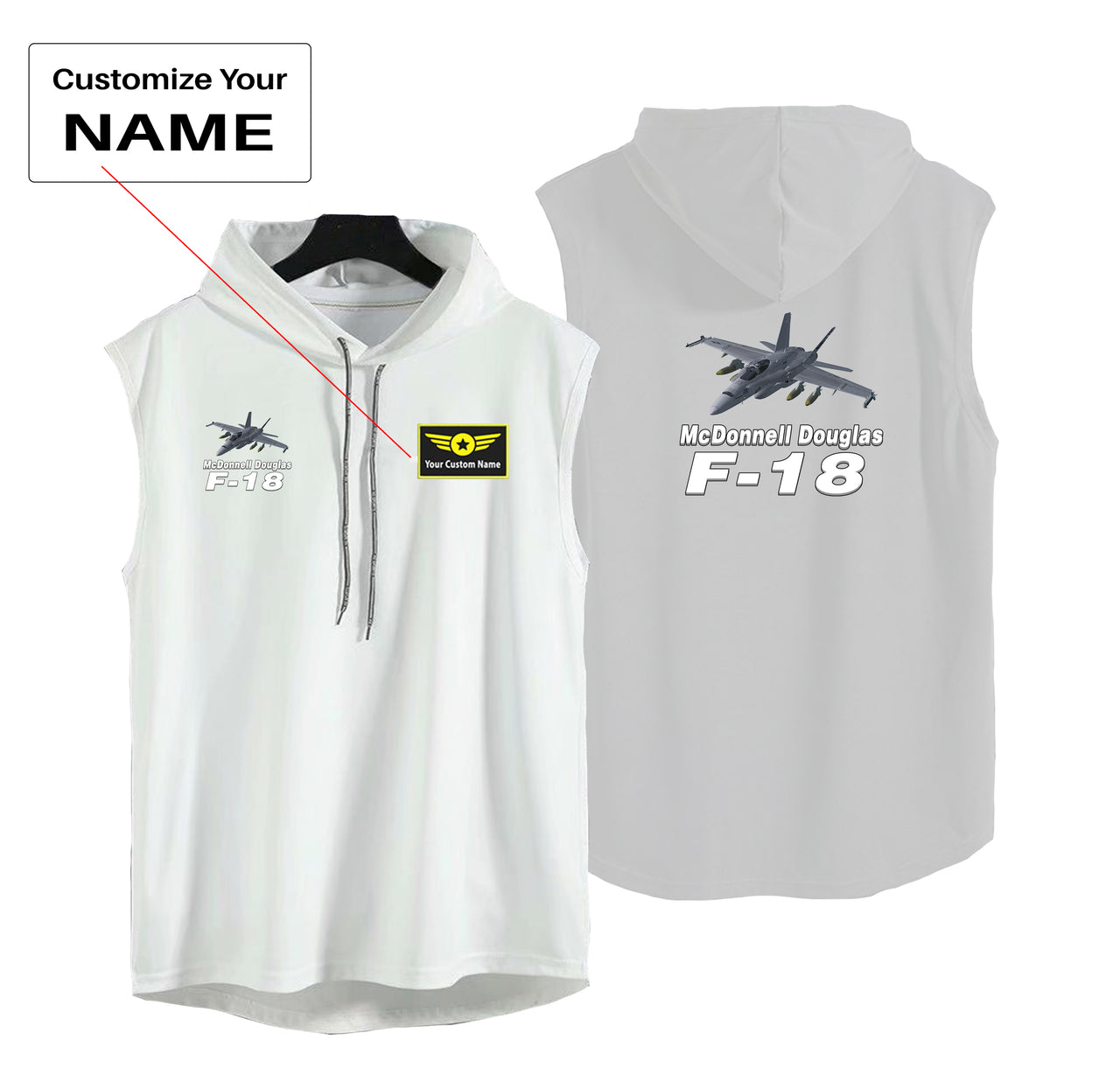 The McDonnell Douglas F18 Designed Hooded Tank Tops