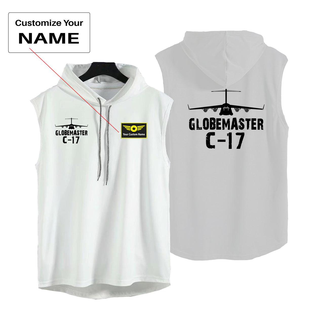 GlobeMaster C-17 & Plane Designed Hooded Tank Tops