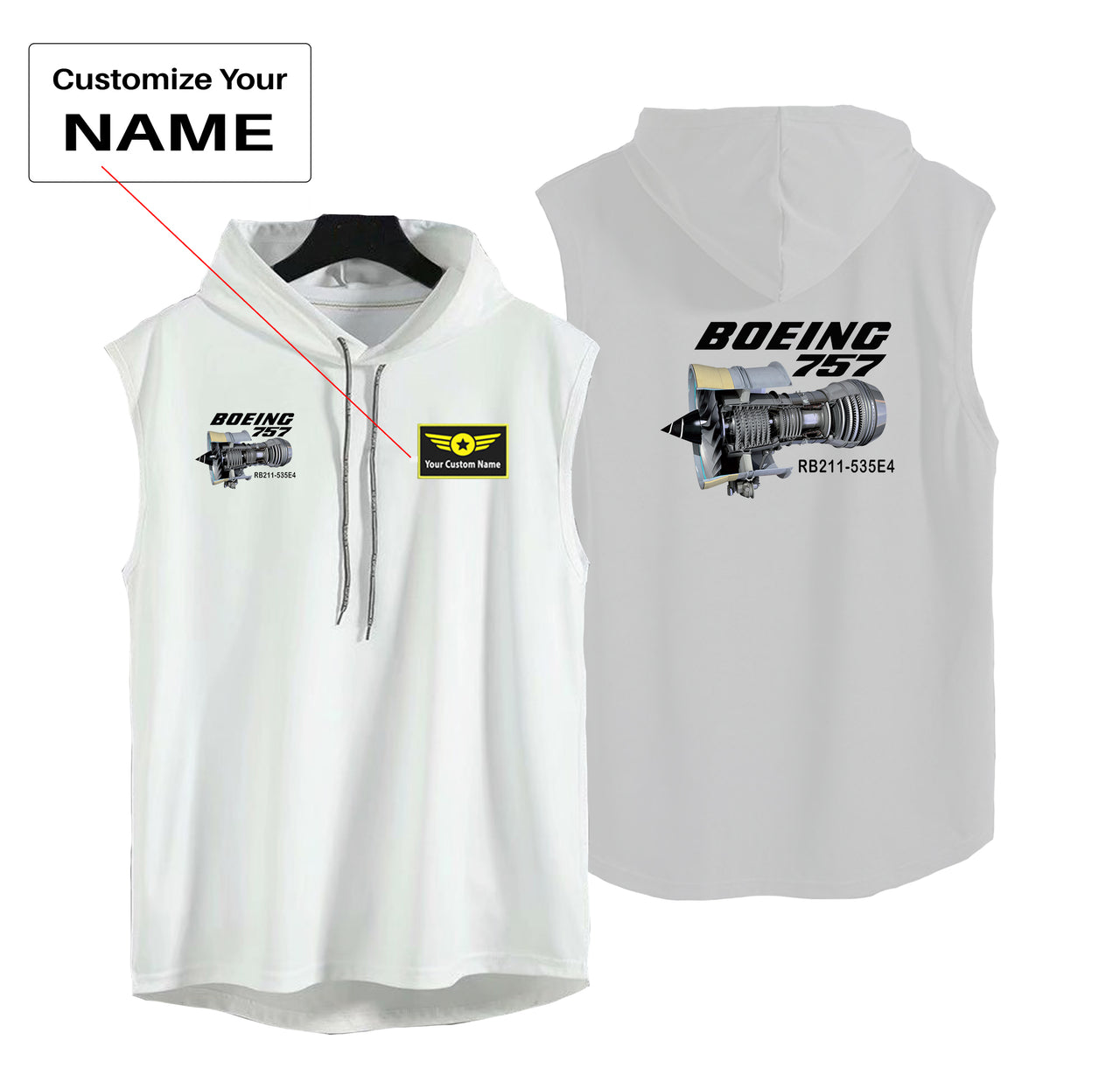 Boeing 757 & Rolls Royce Engine (RB211) Designed Hooded Tank Tops