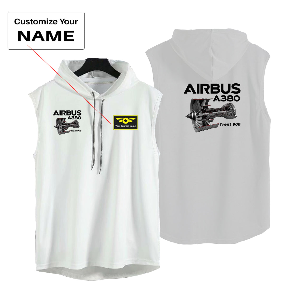 Airbus A380 & Trent 900 Engine Designed Hooded Tank Tops