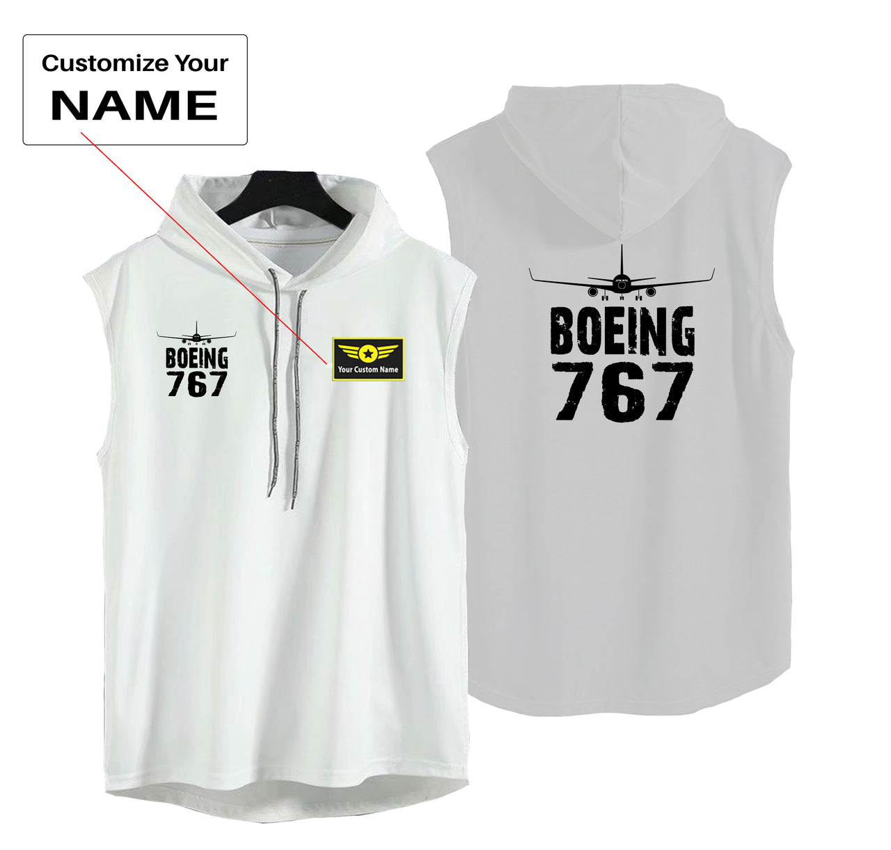 Boeing 767 & Plane Designed Hooded Tank Tops