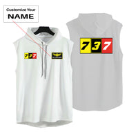 Thumbnail for Flat Colourful 737 Designed Hooded Tank Tops