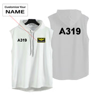 Thumbnail for A319 Flat Text Designed Hooded Tank Tops