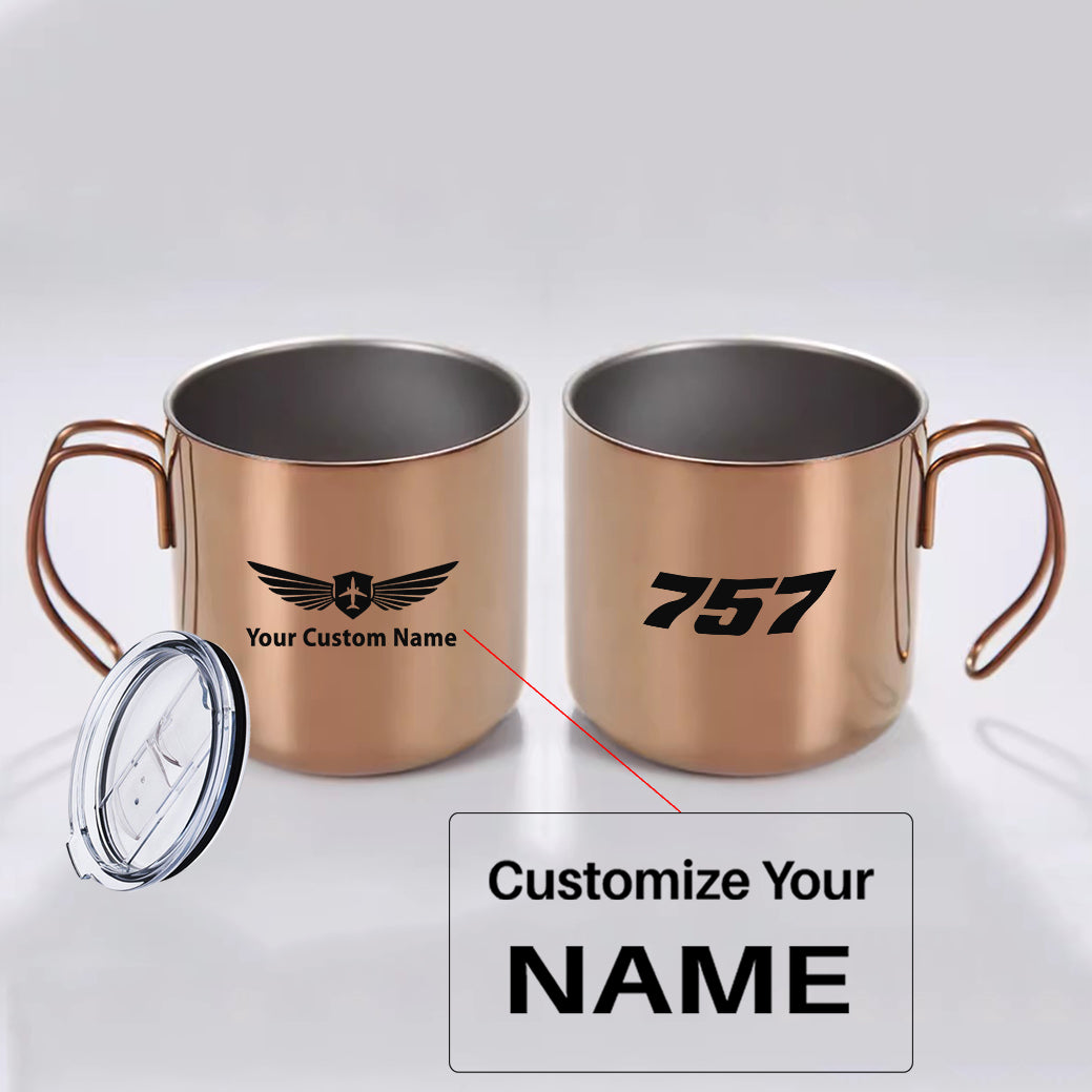757 Flat Text Designed Stainless Steel Portable Mugs