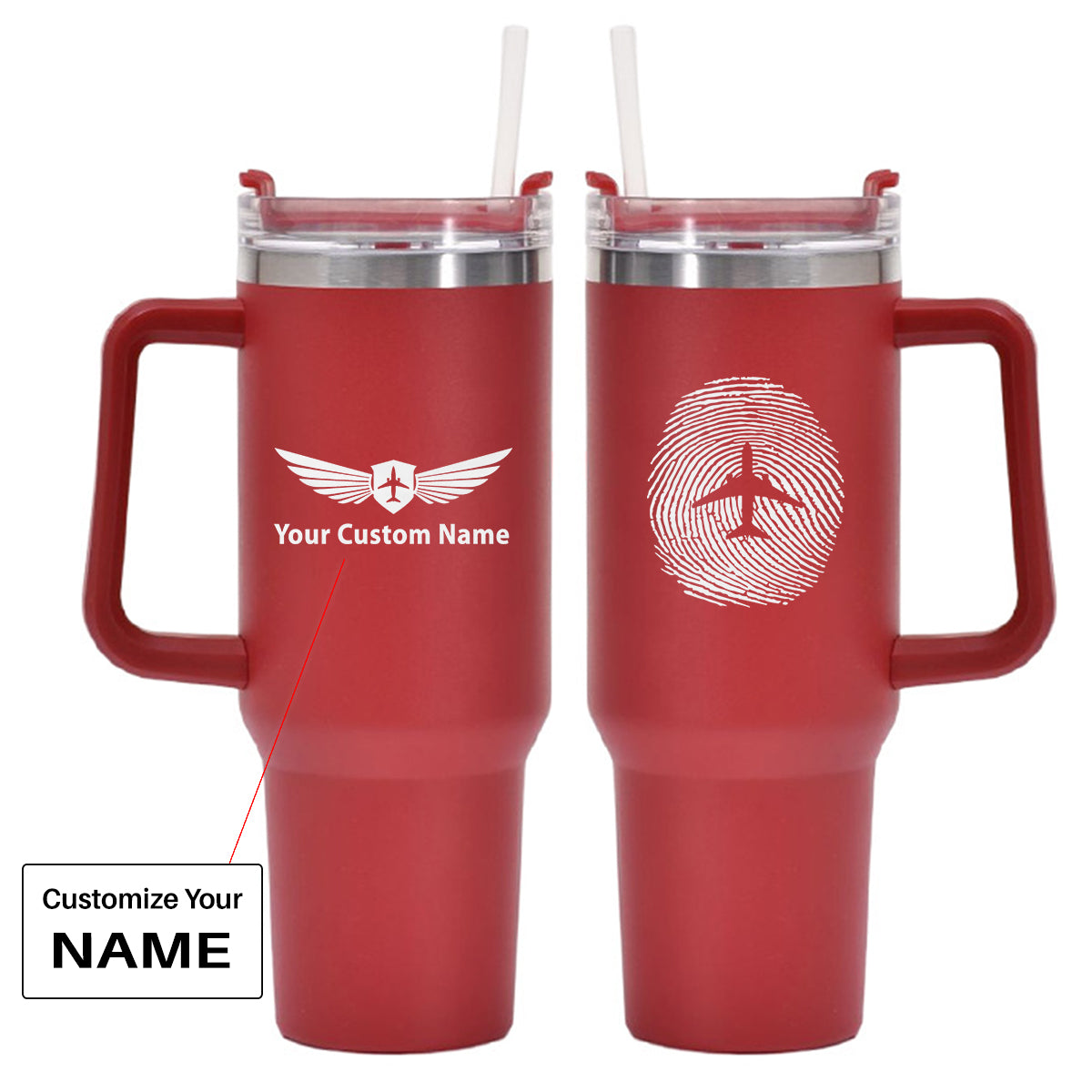 Aviation Finger Print Designed 40oz Stainless Steel Car Mug With Holder