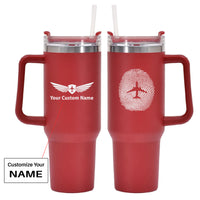 Thumbnail for Aviation Finger Print Designed 40oz Stainless Steel Car Mug With Holder