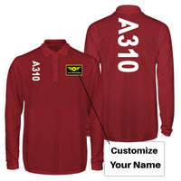 Thumbnail for A310 Text Designed Long Sleeve Polo T-Shirts (Double-Side)