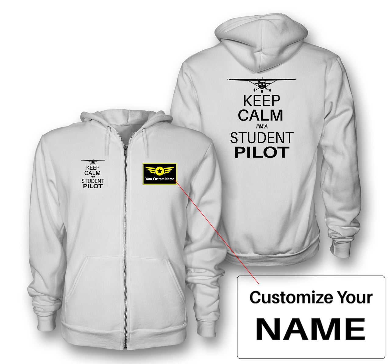 Student Pilot Designed Zipped Hoodies