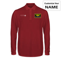 Thumbnail for Aviation Heartbeats Designed Long Sleeve Polo T-Shirts