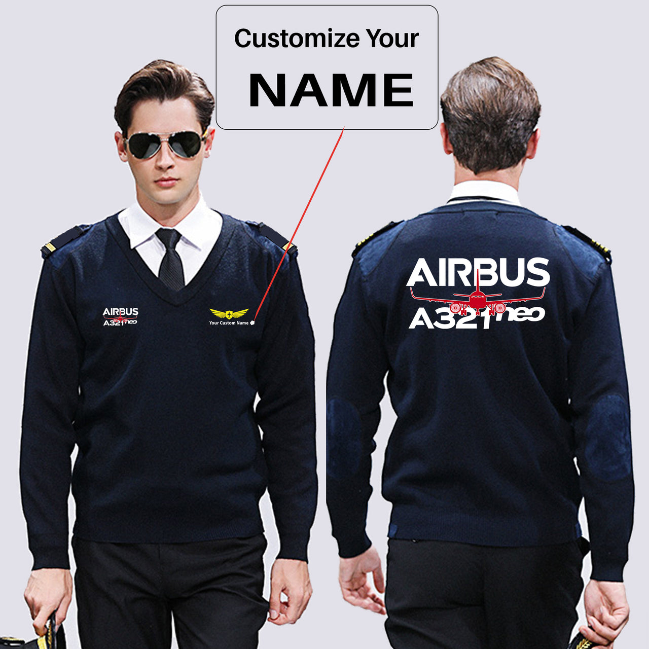 Amazing Airbus A321neo Designed Wool Pilot Sweaters