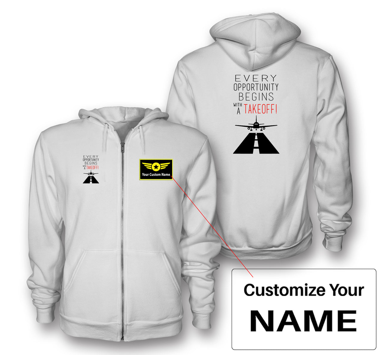 Every Opportunity Designed Zipped Hoodies