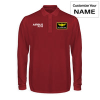 Thumbnail for Airbus A310 & Text Designed Long Sleeve Polo T-Shirts