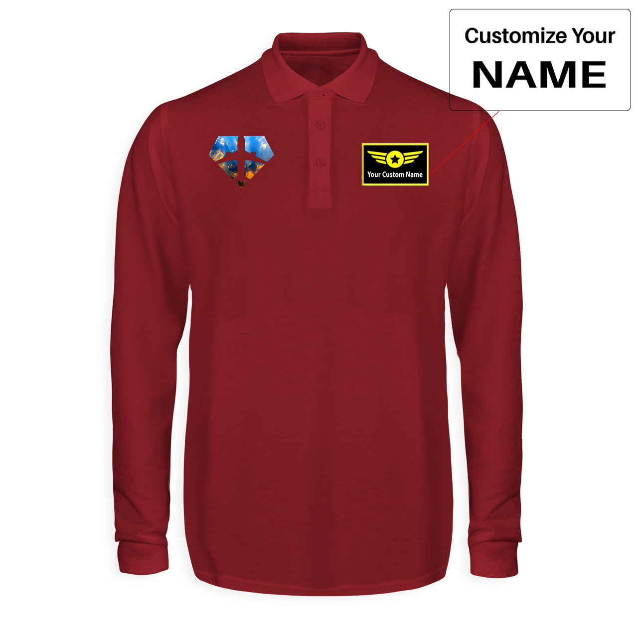 Supermen of The Skies (Sunrise) Designed Long Sleeve Polo T-Shirts
