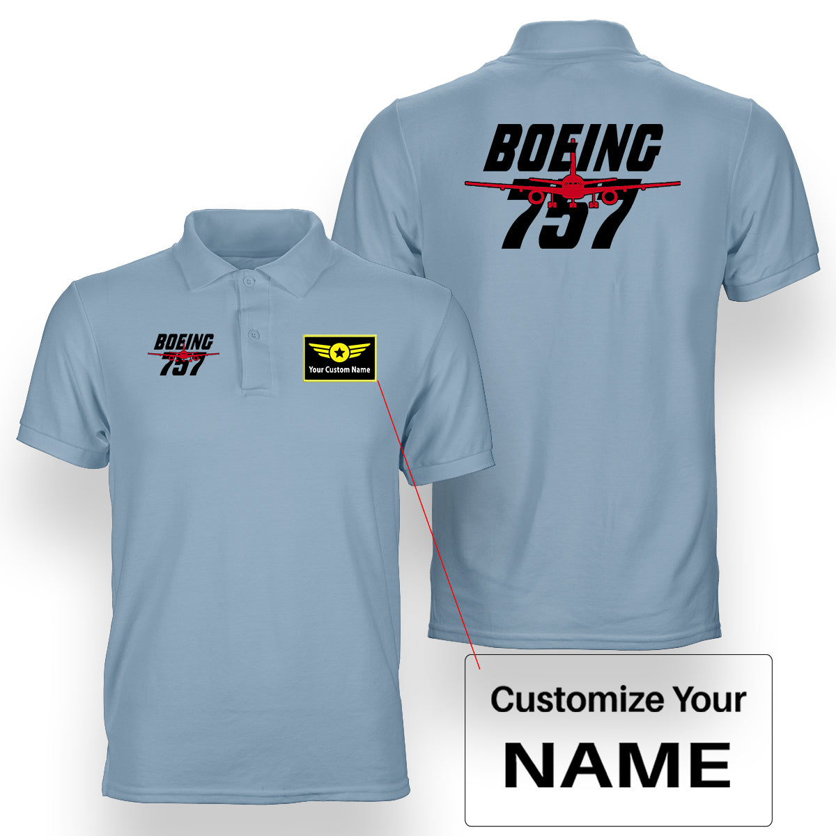 Amazing Boeing 757 Designed Double Side Polo T-Shirts