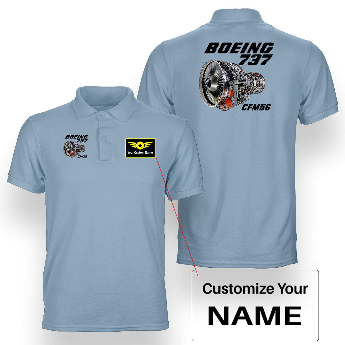 Boeing 737 Engine & CFM56 Designed Double Side Polo T-Shirts