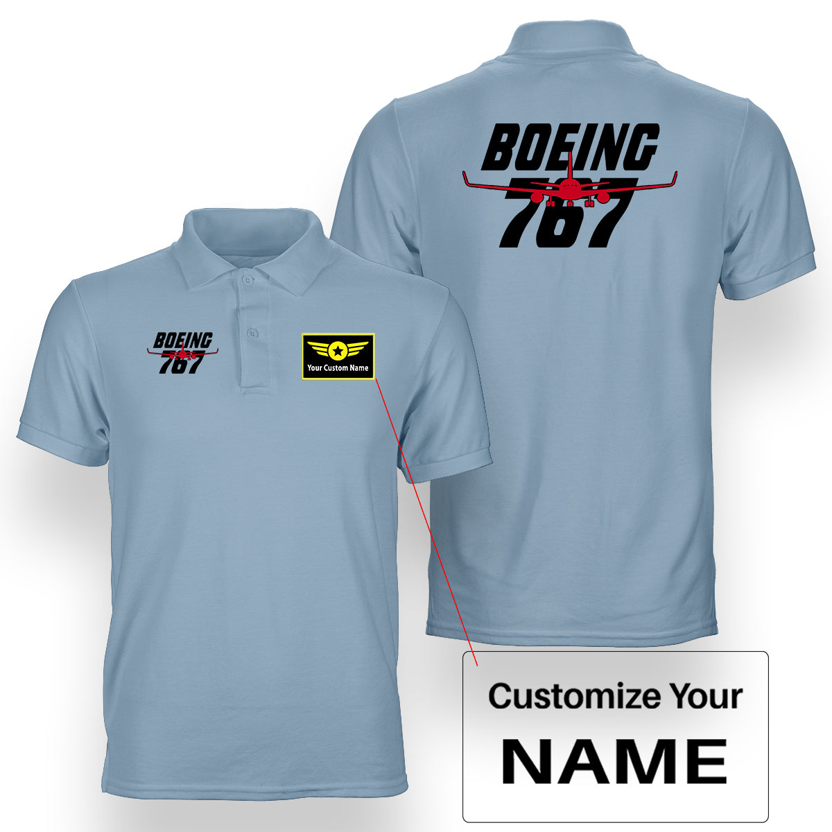 Amazing Boeing 767 Designed Double Side Polo T-Shirts