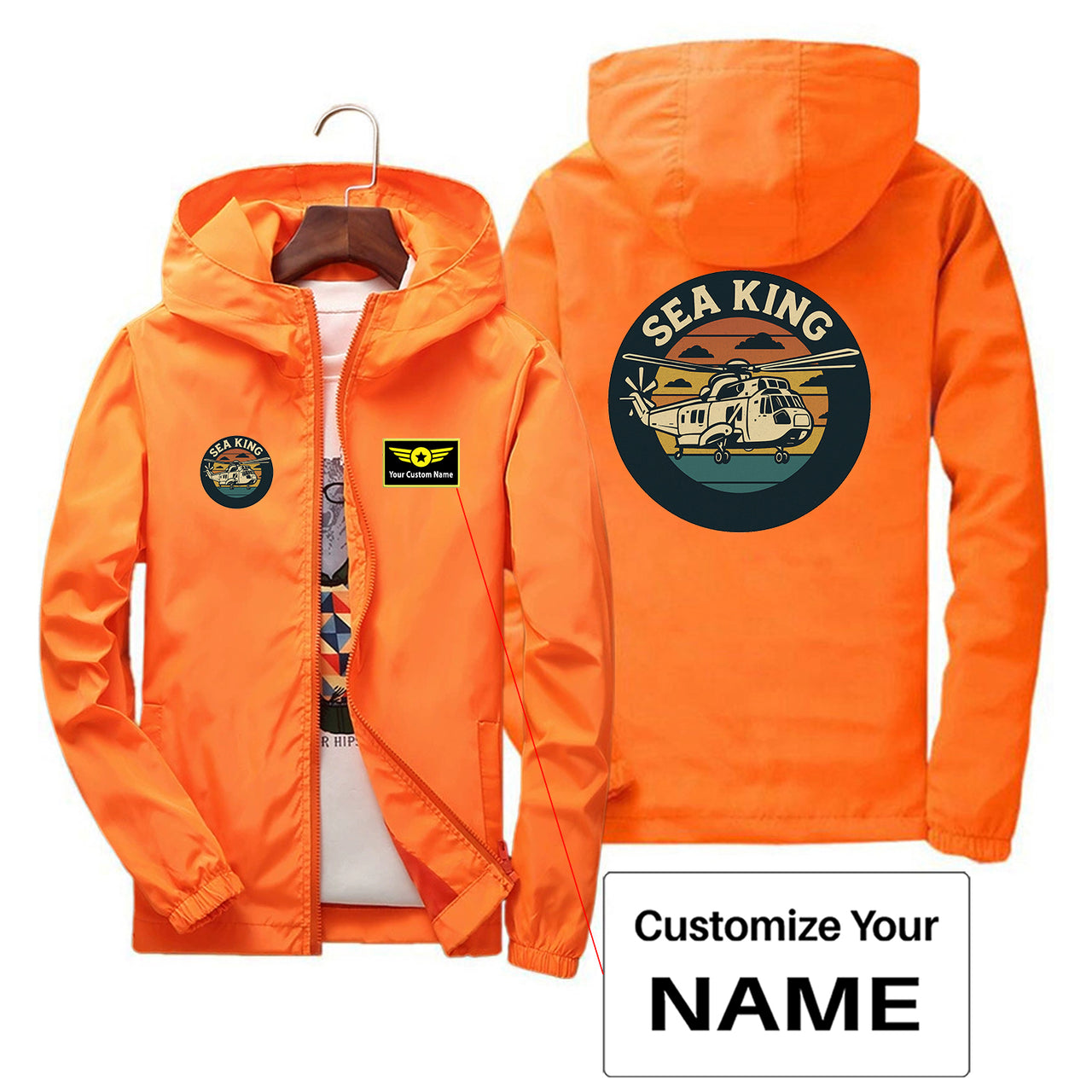 Sea King Helicopter Designed Thin Windbreaker Jackets