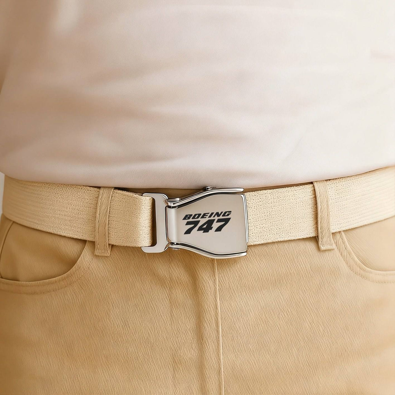 Boeing 747 & Text Designed Fashion Airplane Seat Belts
