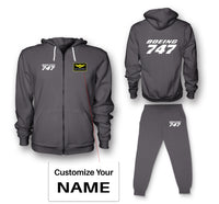 Thumbnail for Boeing 747 & Text Designed Zipped Hoodies & Sweatpants Set