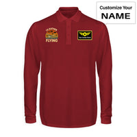Thumbnail for Retro I'D Rather Be Flying Designed Long Sleeve Polo T-Shirts
