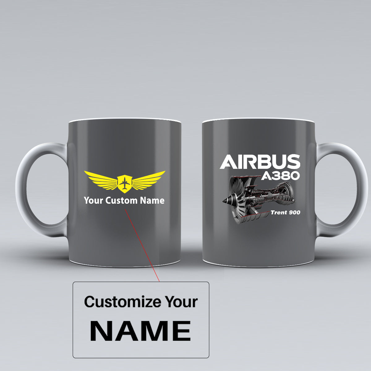 Airbus A380 & Trent 900 Engine Designed Ceramic White Mugs