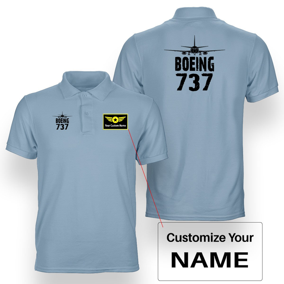 Boeing 737 & Plane Designed Double Side Polo T-Shirts