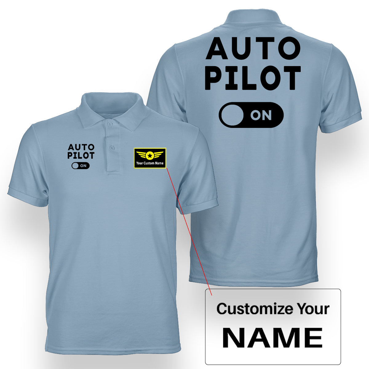 Auto Pilot ON Designed Double Side Polo T-Shirts