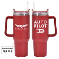 Thumbnail for Auto Pilot Off Designed 40oz Stainless Steel Car Mug With Holder
