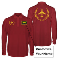 Thumbnail for Leaf & Airplane Designed Long Sleeve Polo T-Shirts (Double-Side)