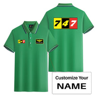 Thumbnail for Flat Colourful 747 Designed Stylish Polo T-Shirts (Double-Side)