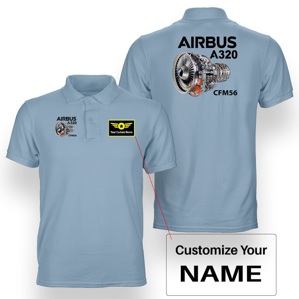 Airbus A320 & CFM56 Engine Designed Double Side Polo T-Shirts