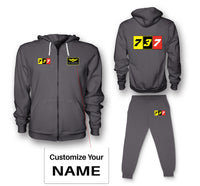 Thumbnail for Flat Colourful 737 Designed Zipped Hoodies & Sweatpants Set