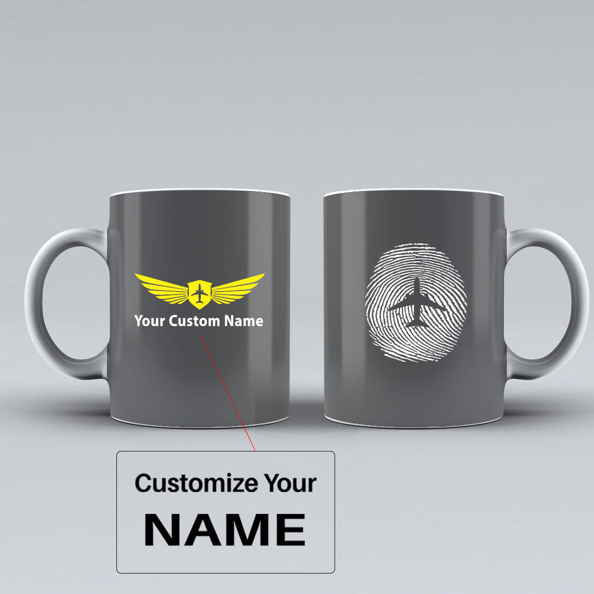 Aviation Finger Print Designed Ceramic White Mugs