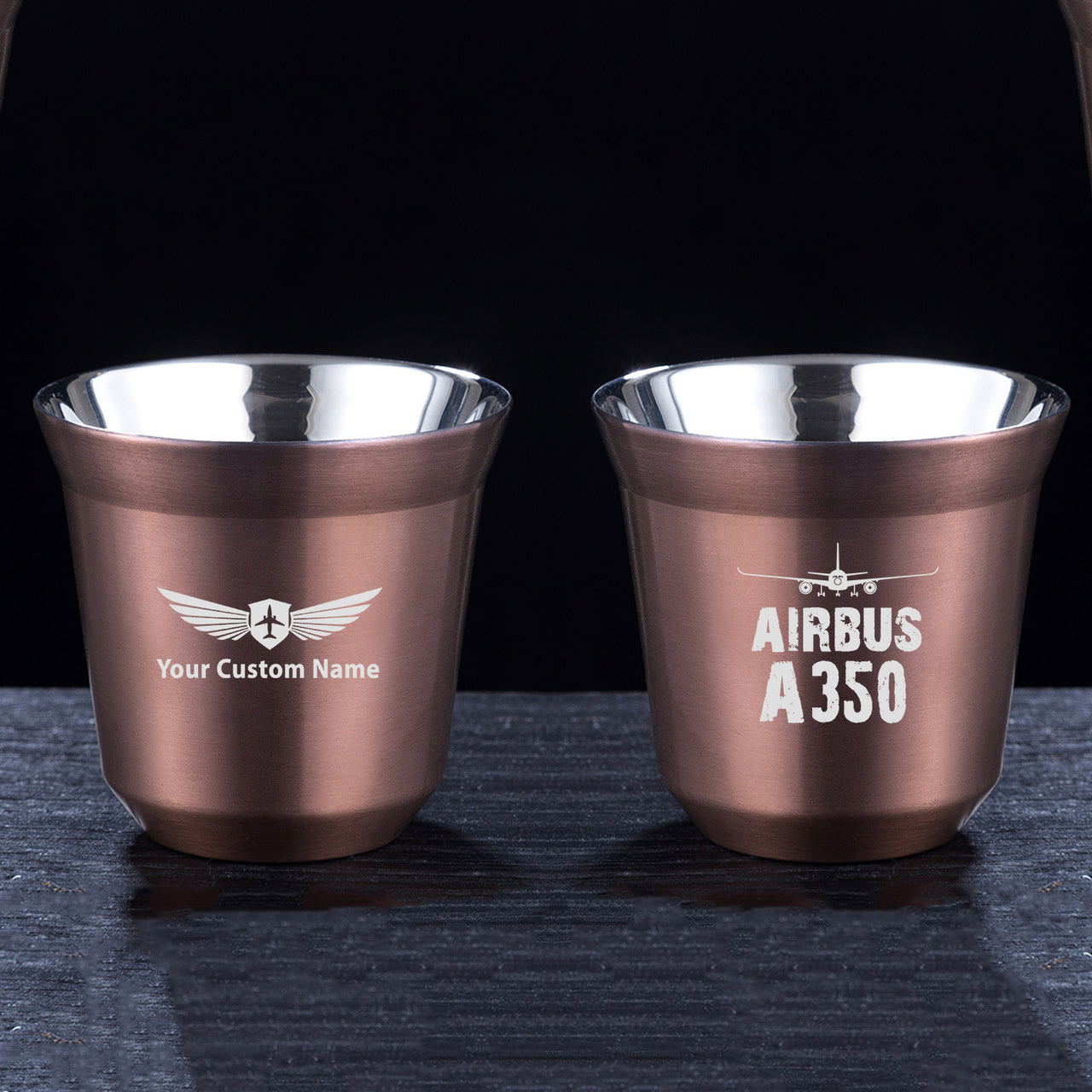 Airbus A350 & Plane Designed Double Wall Stainless Steel Coffee Mugs