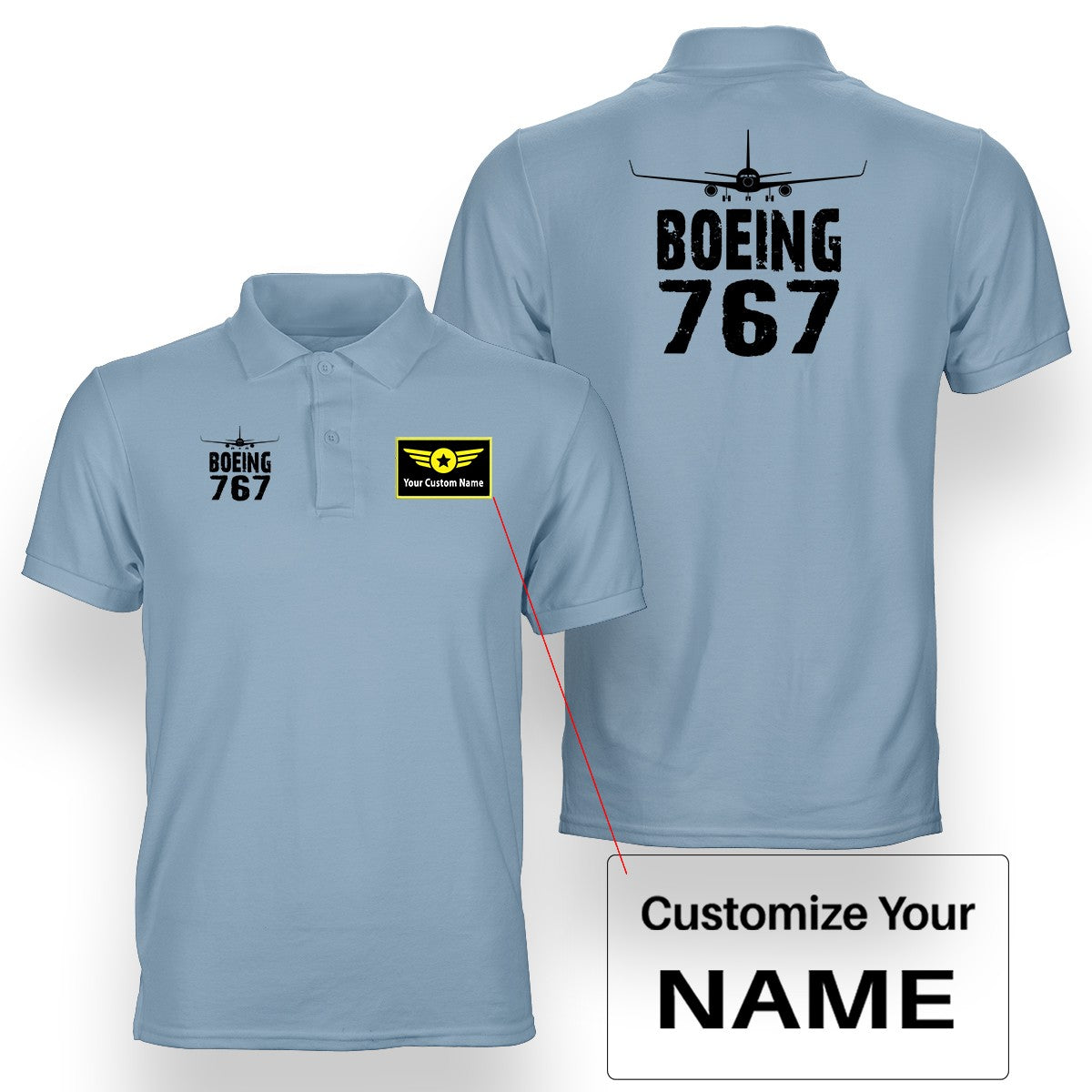 Boeing 767 & Plane Designed Double Side Polo T-Shirts